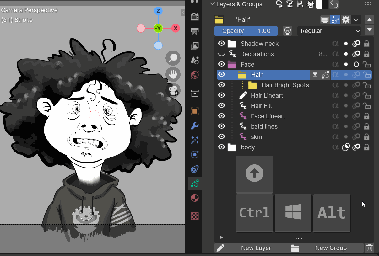 Press SHIFT + Left Click to add the element below to a group