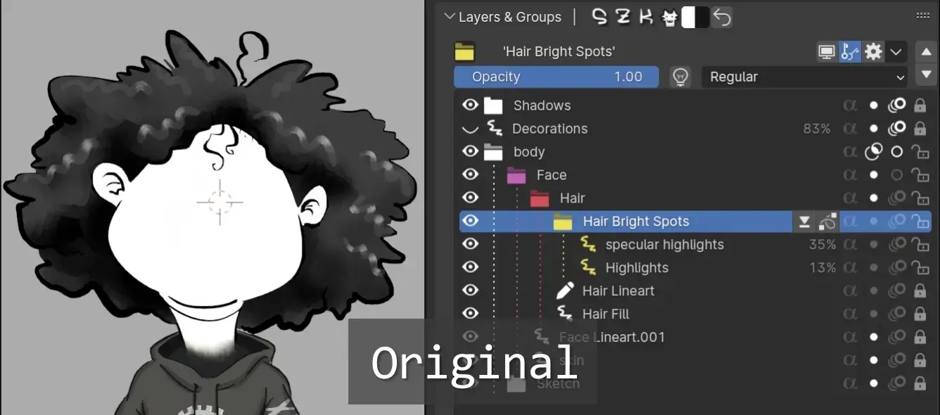 The result more faithful to the original state (without merging layers).