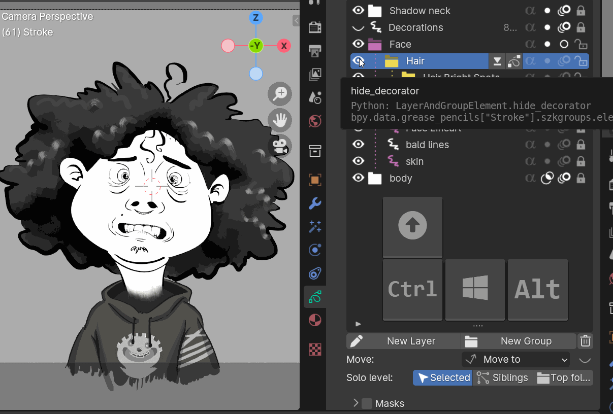 Press SHIFT + ALT + Left Click to ungroup the last element in the group